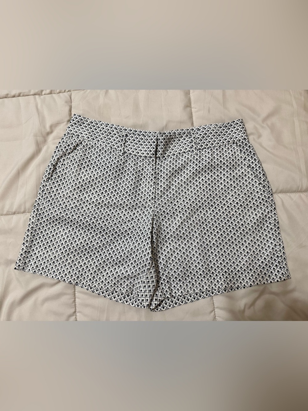 LOFT Black & White Geometric Print Bermuda Shorts
